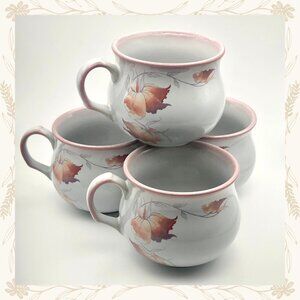 Vintage 1980s Denby Ironstone Pottery Tea Cups – Set of 4 ‘Twilight’ Pattern